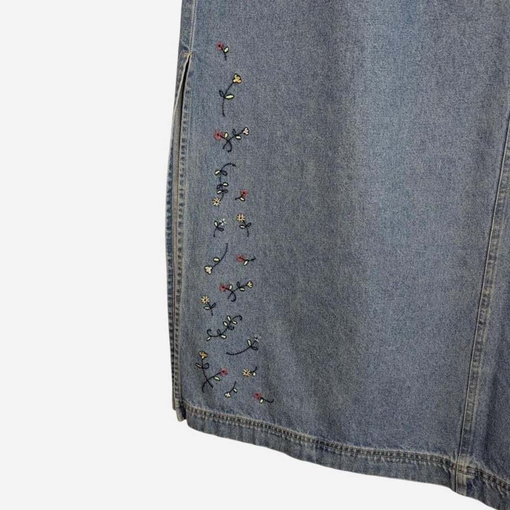 Vintage 90s Disney Store Mickey Mouse Embroidered Denim Midi Skirt Plus 3X - Picture 5 of 8